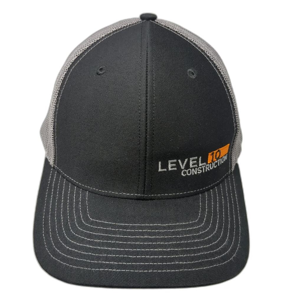Richardson Trucker Hat Black Gray One Size Mesh Snapback Level 10 Construction